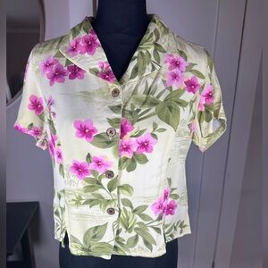 VINTAGE Jamaica bay Floral Button-Up Shirt